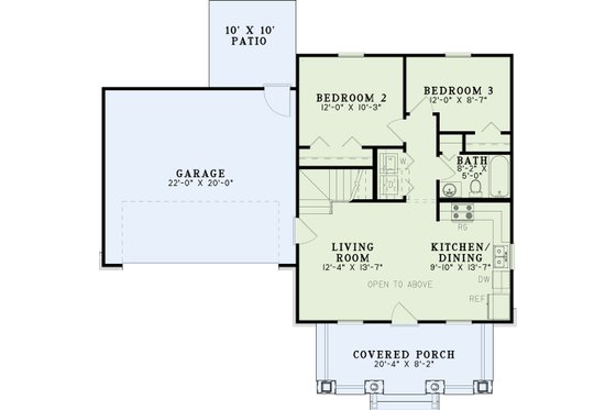 Floor Plan - Main Floor for Farmhouse House Plan #17-2294 - 3 bed, 2 bath