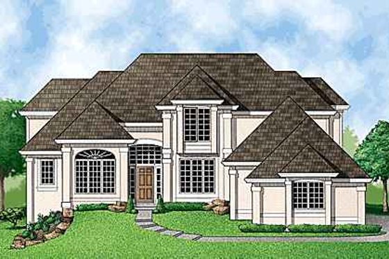 Exterior - Front Elevation for European House Plan #67-313 - 4 bed, 3 bath
