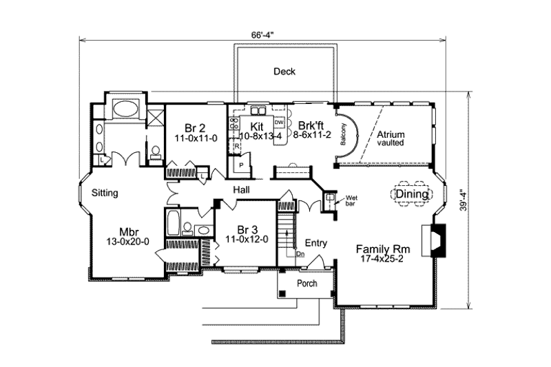 Home Plan - Floor Plan - Main Floor for Ranch House Plan #57-289 - 3 bed, 2 bath