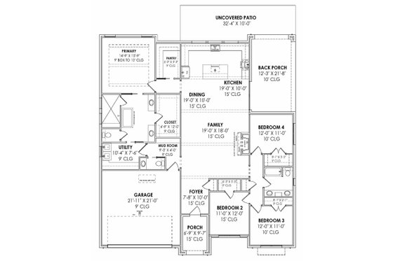 Floor Plan - Main Floor for Modern House Plan #1096-93 - 4 bed, 2.5 bath