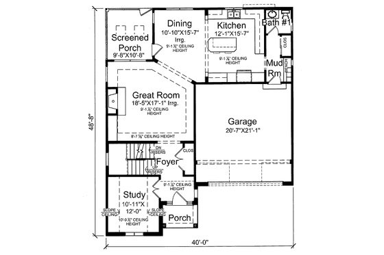 Floor Plan - Main Floor for Cottage House Plan #46-505 - 4 bed, 2.5 bath