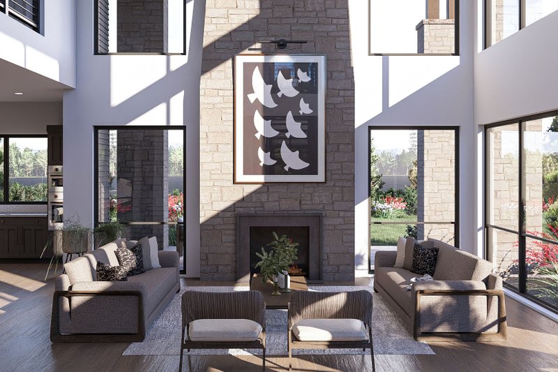 House Blueprint - Interior - Family Room 2 for Modern House Plan #455-356 - 3 bed, 2.5 bath