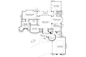 Floor Plan - Main Floor for Mediterranean House Plan #80-127 - 4 bed, 3 bath