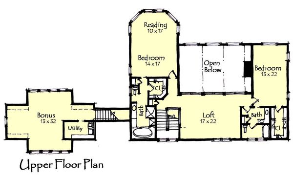 Craftsman Floor Plan - Upper Floor Plan #921-8