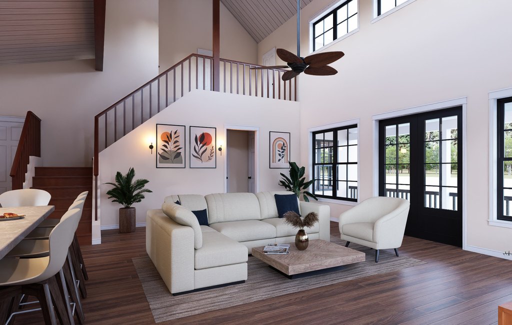 Interior - Family Room for Farmhouse House Plan #932-1429 - 3 bed, 2.5 bath