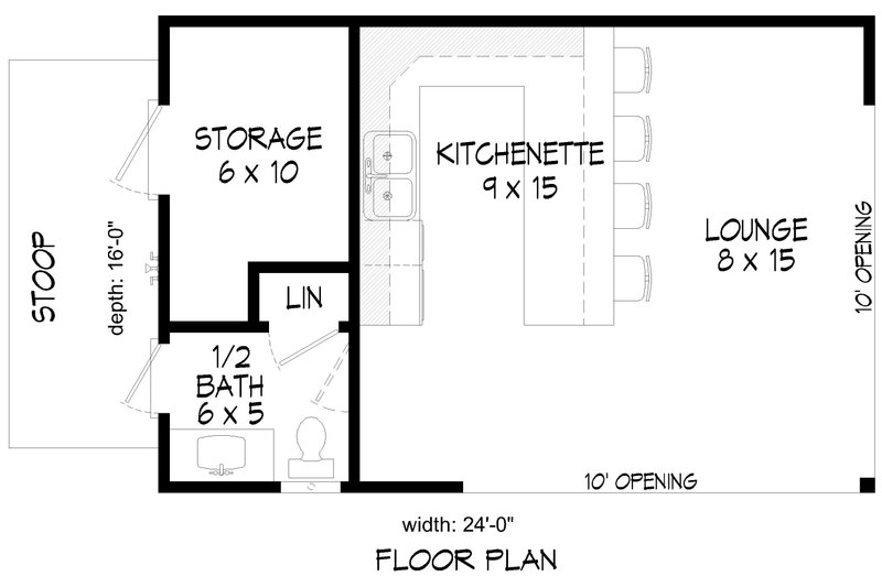Home Plan - Floor Plan - Main Floor for Craftsman House Plan #932-1214, 0.5 bath