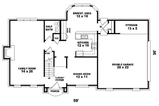 Floor Plan - Main Floor for European House Plan #81-682 - 4 bed, 2.5 bath