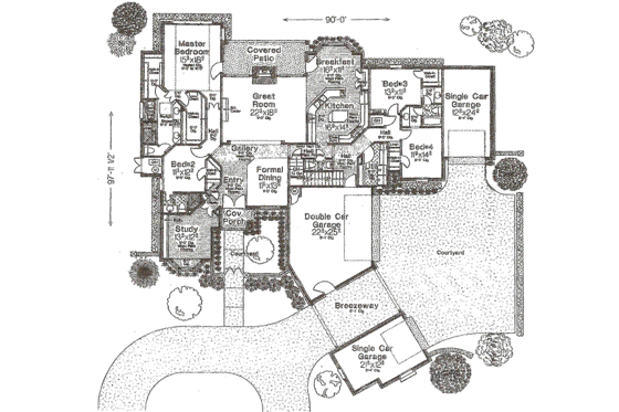 Floor Plan - Main Floor for European House Plan #310-392 - 4 bed, 3.5 bath