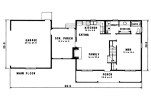 Floor Plan - Main Floor for Country House Plan #10-226 - 3 bed, 2 bath