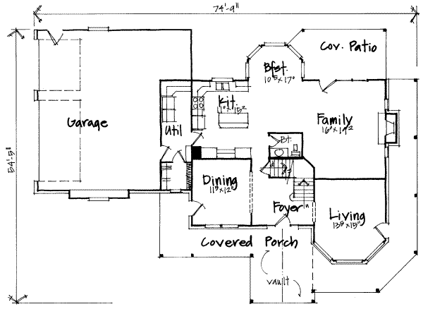 Floor Plan - Main Floor for Traditional House Plan #308-185 - 4 bed, 2.5 bath