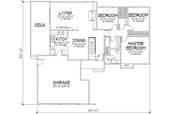 Floor Plan - Main Floor for Ranch House Plan #320-146 - 3 bed, 2 bath