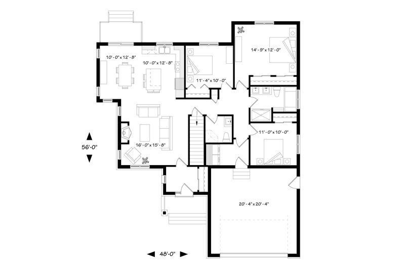 Home Plan - Floor Plan - Main Floor for Ranch House Plan #23-2656 - 3 bed, 1.5 bath