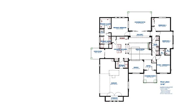 House Plan Design - Floor Plan - Main Floor for Country House Plan #1126-11 - 4 bed, 2 bath