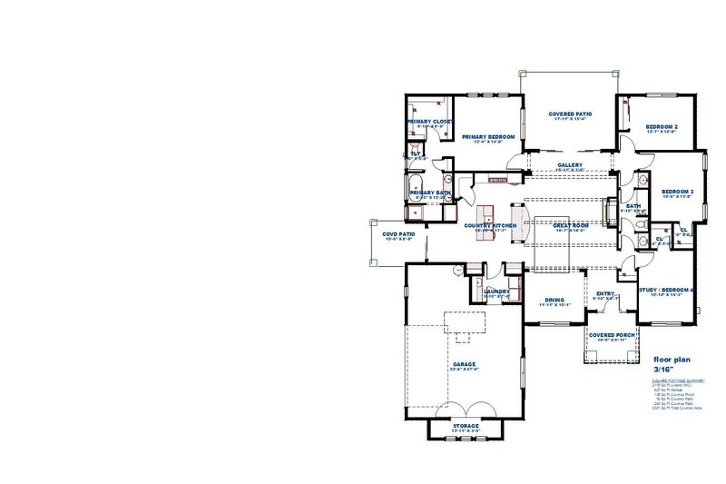 House Plan Design - Floor Plan - Main Floor for Country House Plan #1126-11 - 4 bed, 2 bath
