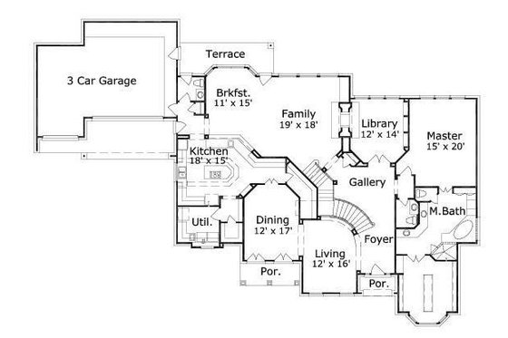 Floor Plan - Main Floor for European House Plan #411-760 - 5 bed, 4.5 bath