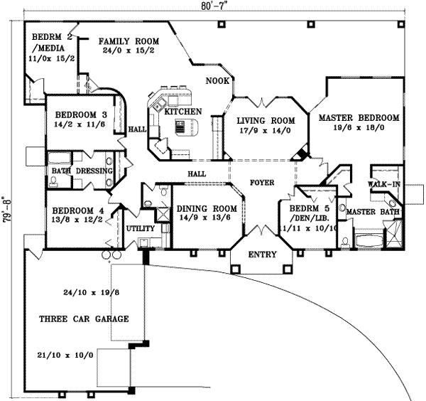 Adobe / Southwestern Floor Plan - Main Floor Plan #1-1099