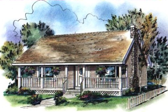 Exterior - Front Elevation 7 for Country House Plan #18-1027 - 2 bed, 1 bath
