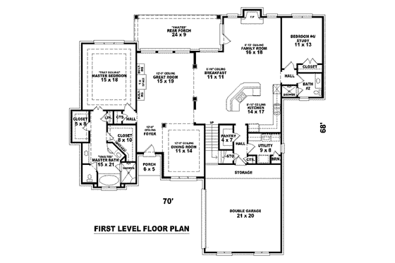 Floor Plan - Main Floor for European House Plan #81-1576 - 3 bed, 3 bath