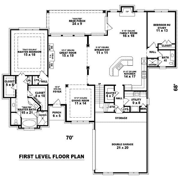 Floor Plan - Main Floor for European House Plan #81-1576 - 3 bed, 3 bath