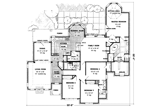 Floor Plan - Main Floor for European House Plan #410-184 - 4 bed, 3 bath