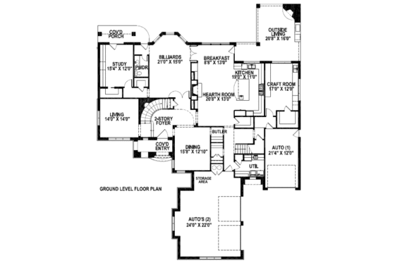 Floor Plan - Main Floor for European House Plan #141-201 - 4 bed, 4.5 bath
