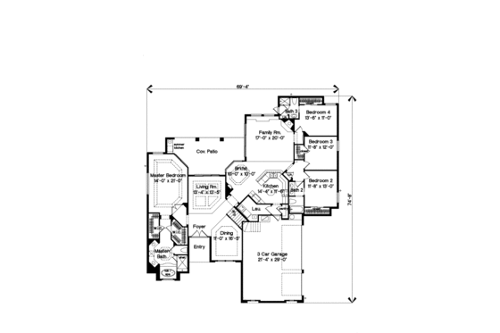 Floor Plan - Main Floor for European House Plan #135-177 - 4 bed, 4 bath