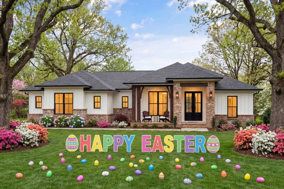 Exterior - Front Elevation 9 for Ranch House Plan #430-424 - 4 bed, 2 bath