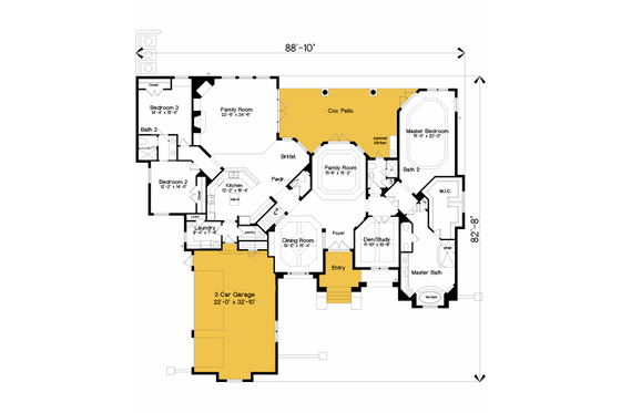 Floor Plan - Main Floor for European House Plan #135-214 - 6 bed, 5.5 bath