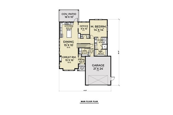 Floor Plan - Main Floor for Contemporary House Plan #1070-111 - 3 bed, 2.5 bath