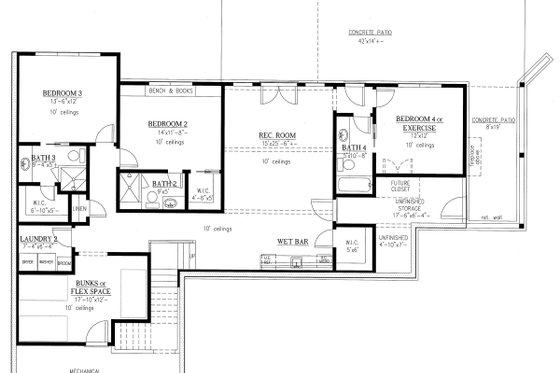 Floor Plan - Lower Floor for Modern House Plan #437-108 - 4 bed, 4.5 bath