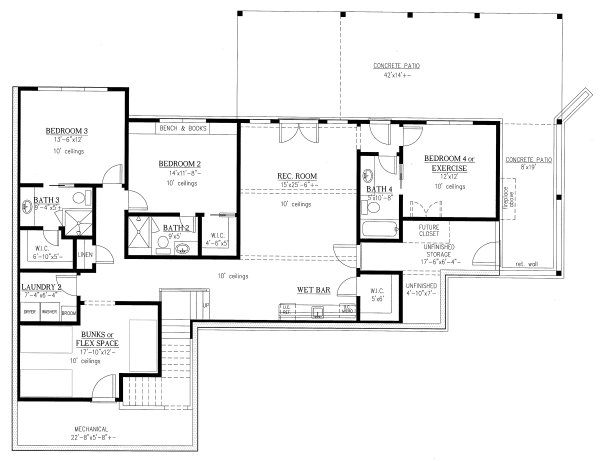 Modern Floor Plan - Lower Floor Plan #437-108