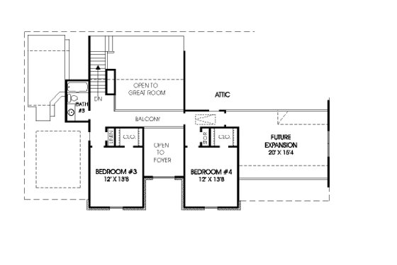 Floor Plan - Upper Floor for European House Plan #424-263 - 4 bed, 3 bath