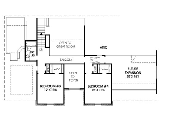 Floor Plan - Upper Floor for European House Plan #424-263 - 4 bed, 3 bath