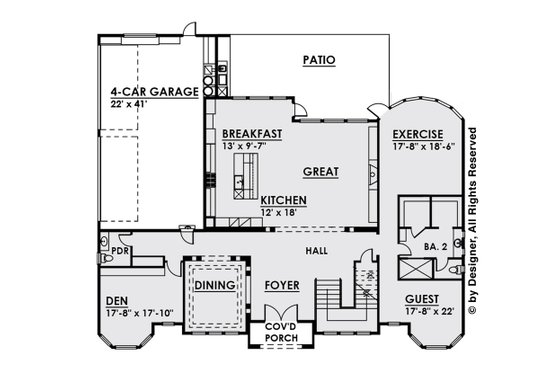 Floor Plan - Main Floor for Classical House Plan #1066-29 - 5 bed, 7 bath