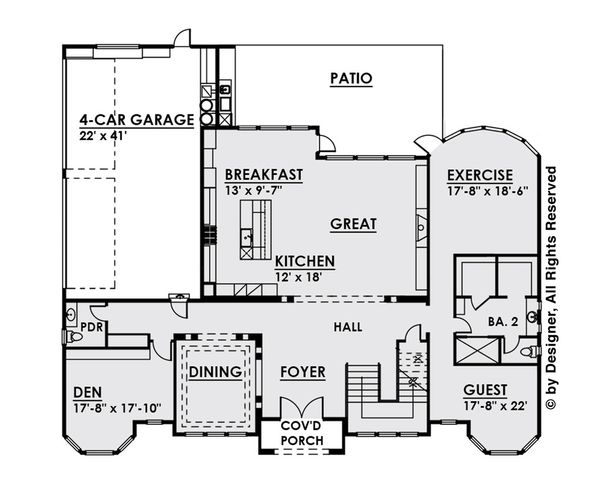 Architectural House Design - Classical Floor Plan - Main Floor Plan #1066-29