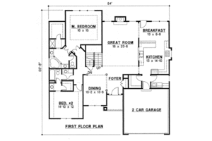 Floor Plan - Main Floor for Traditional House Plan #67-752 - 4 bed, 3 bath