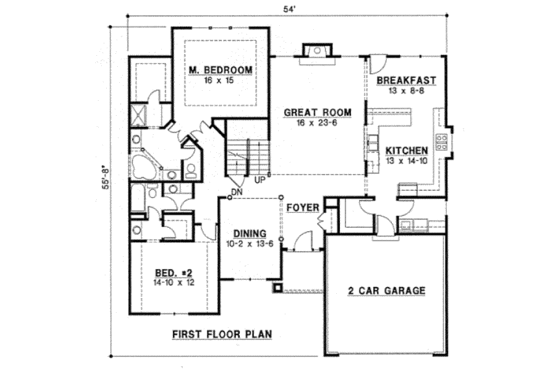 Floor Plan - Main Floor for Traditional House Plan #67-752 - 4 bed, 3 bath