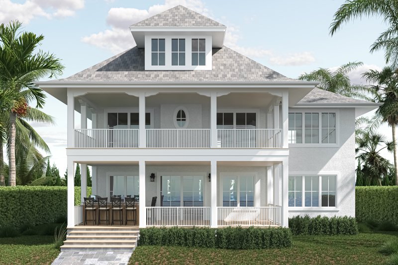 House Plan Design - Exterior - Rear Elevation for Beach House Plan #901-167 - 7 bed, 6.5 bath