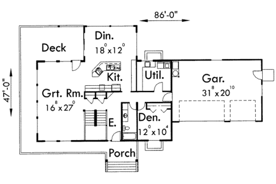 Floor Plan - Main Floor for Modern House Plan #303-458 - 6 bed, 4 bath