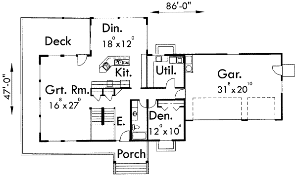Modern Floor Plan - Main Floor Plan #303-458
