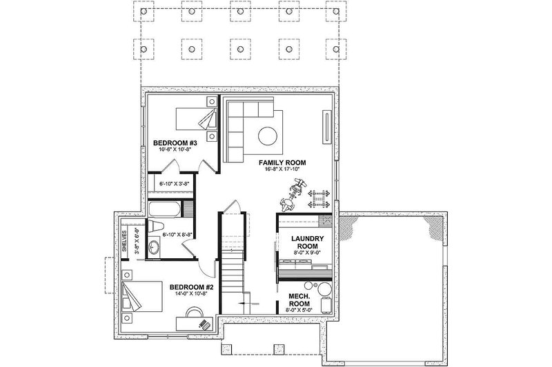 House Design - Floor Plan - Lower Floor for Country House Plan #23-2791 - 4 bed, 2.5 bath