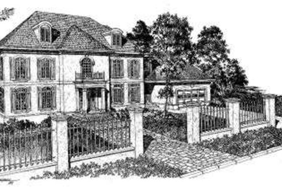 Exterior - Front Elevation for European House Plan #322-115 - 4 bed, 3.5 bath