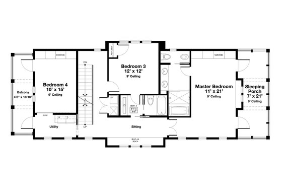 Floor Plan - Upper Floor for Beach House Plan #443-18 - 4 bed, 3 bath