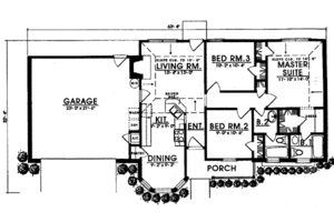 Floor Plan - Main Floor for Ranch House Plan #40-229 - 3 bed, 2 bath
