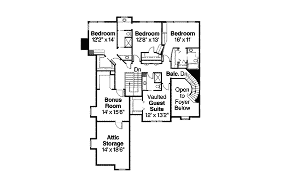 Floor Plan - Upper Floor for European House Plan #124-515 - 5 bed, 5.5 bath