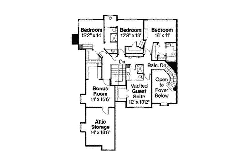 Home Plan - Floor Plan - Upper Floor for European House Plan #124-515 - 5 bed, 5.5 bath