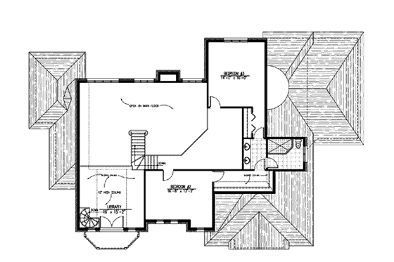 Floor Plan - Upper Floor for European House Plan #138-236 - 3 bed, 2.5 bath