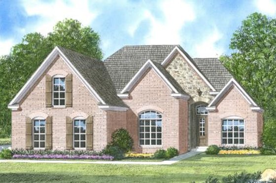 Exterior - Front Elevation for European House Plan #424-296 - 3 bed, 2 bath