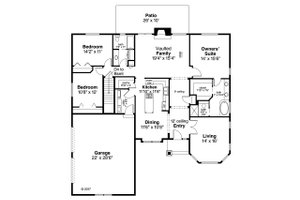 Floor Plan - Main Floor for Ranch House Plan #124-1048 - 3 bed, 2 bath