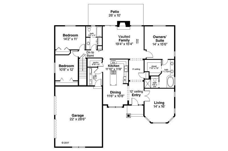 Architectural House Design - Floor Plan - Main Floor for Ranch House Plan #124-1048 - 3 bed, 2 bath